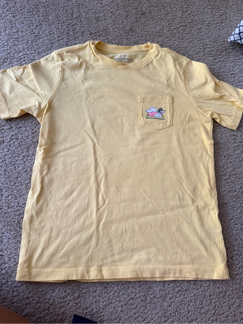 Vineyard Vines Kids Pale Yellow Pocket Tee with Whale Graphic